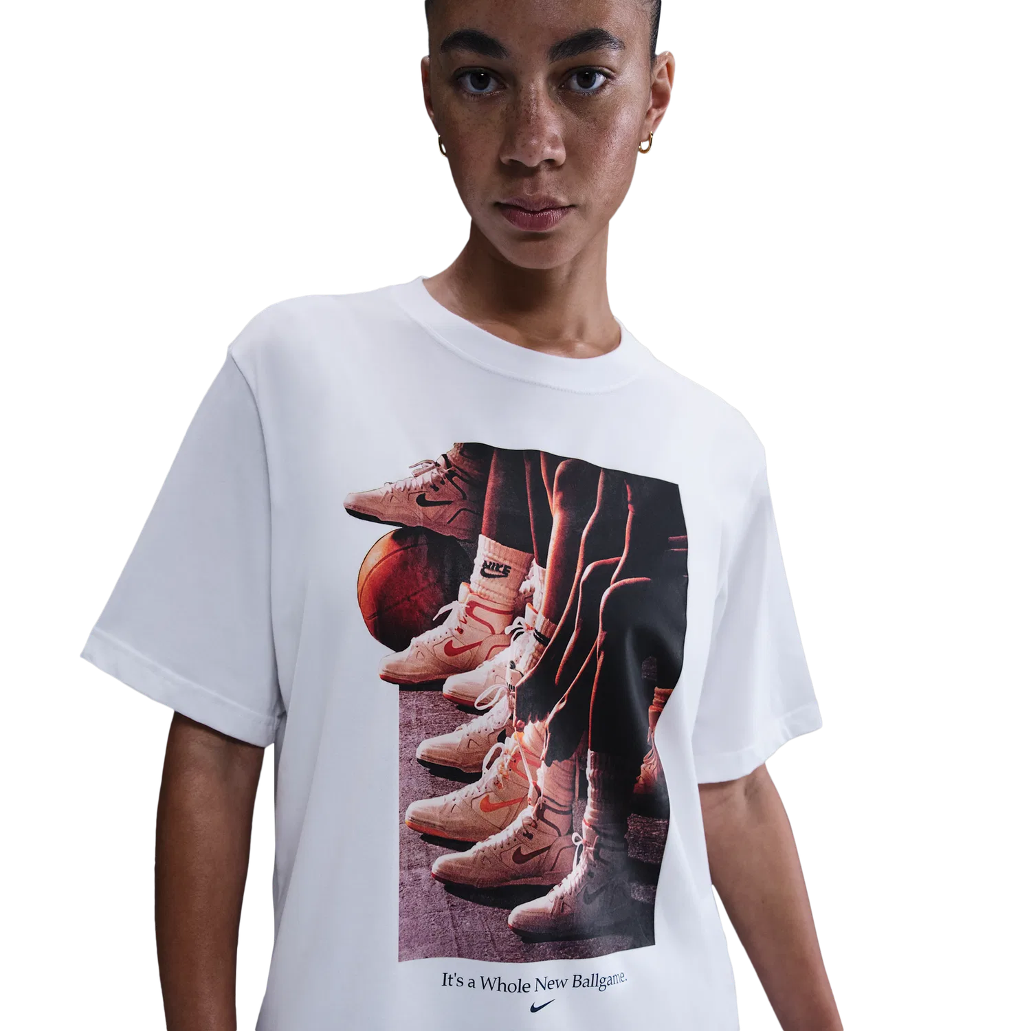 Женская футболка с фотопринтом Nike Dri-FIT BB Photo Tee, White — фото 4