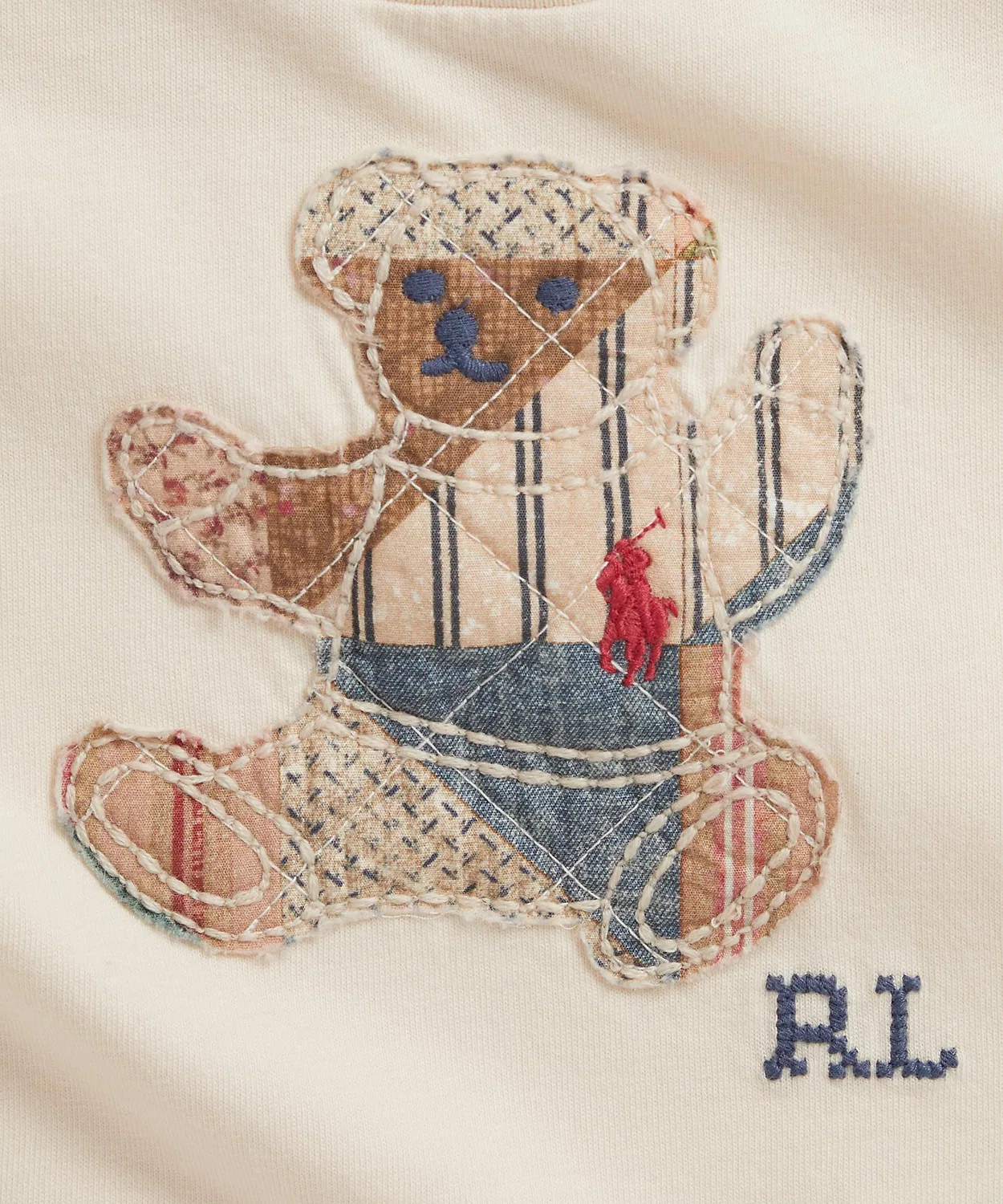 Детский боди-комбинезон хлопковый с принтом Patchwork Polo Bear POLO RALPH LAUREN CHILDRENSWEAR, Brown — фото 3