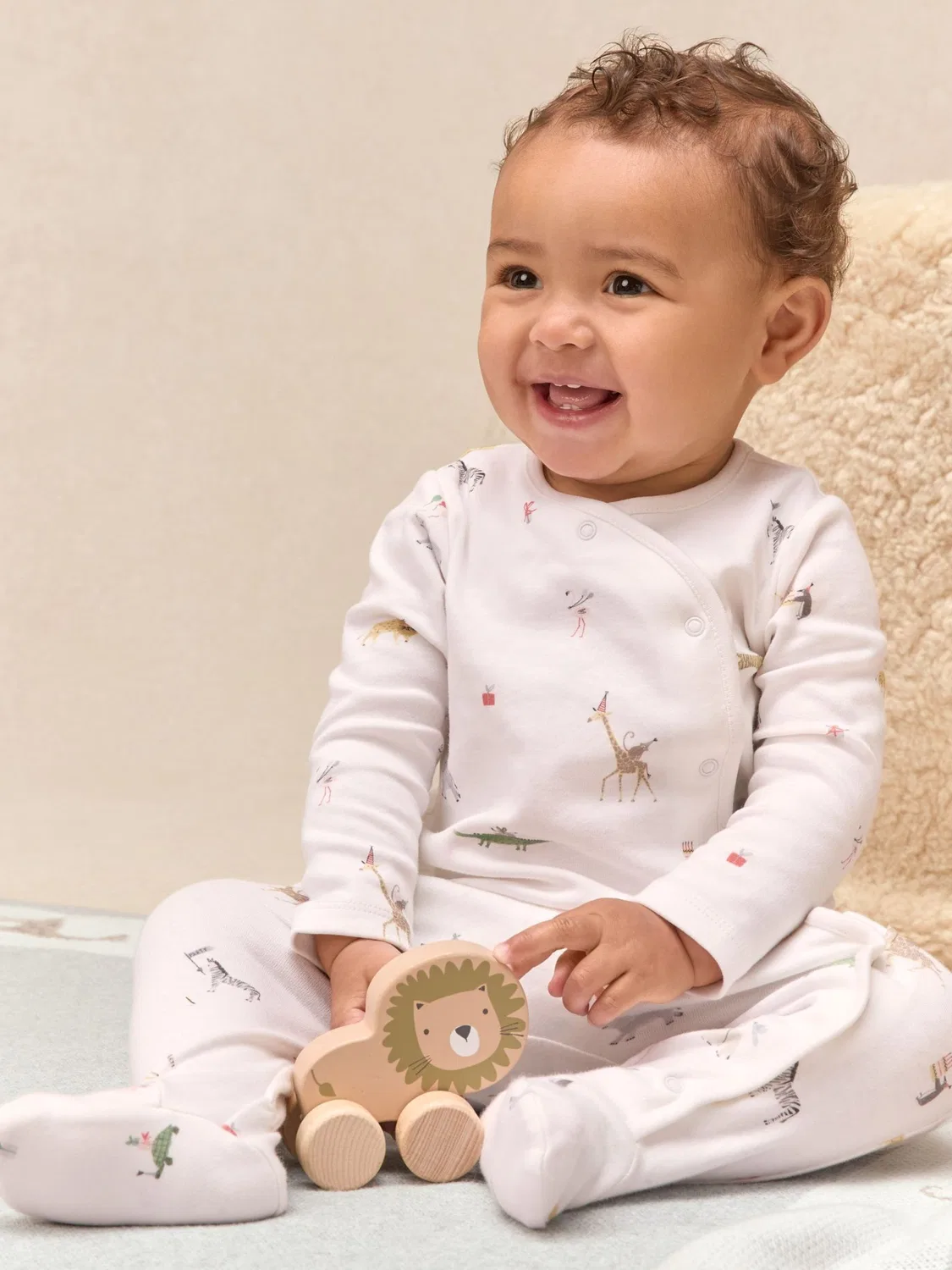 Боди-спальный мешок Party Animal Print The White Company, белый