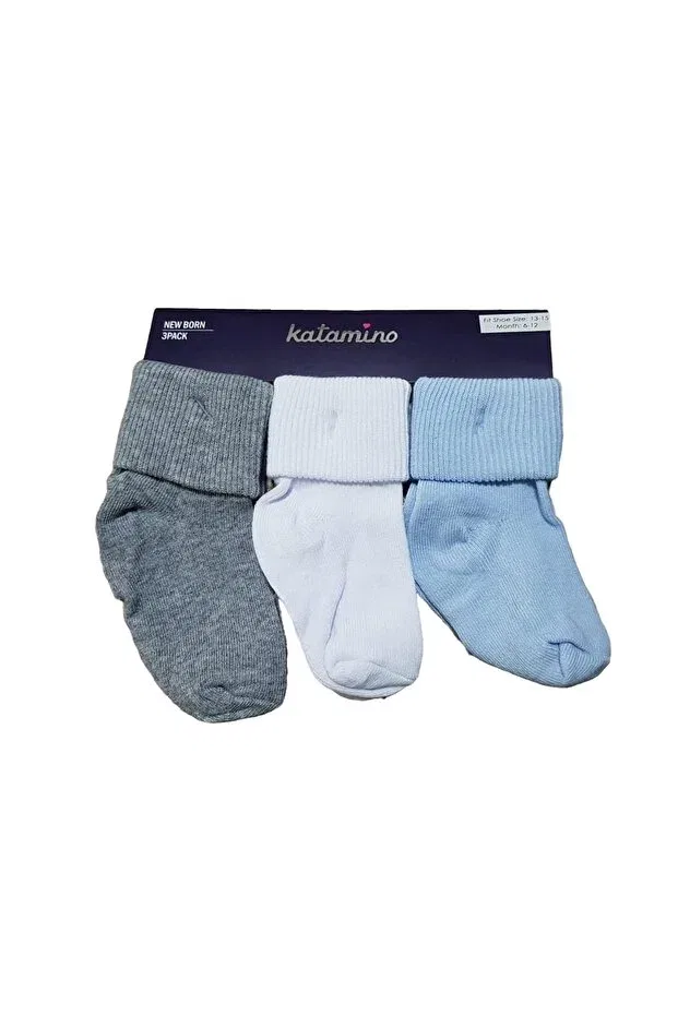 Детские носки хлопковые набор из 3 пар Katamino, White-Grey-Blue