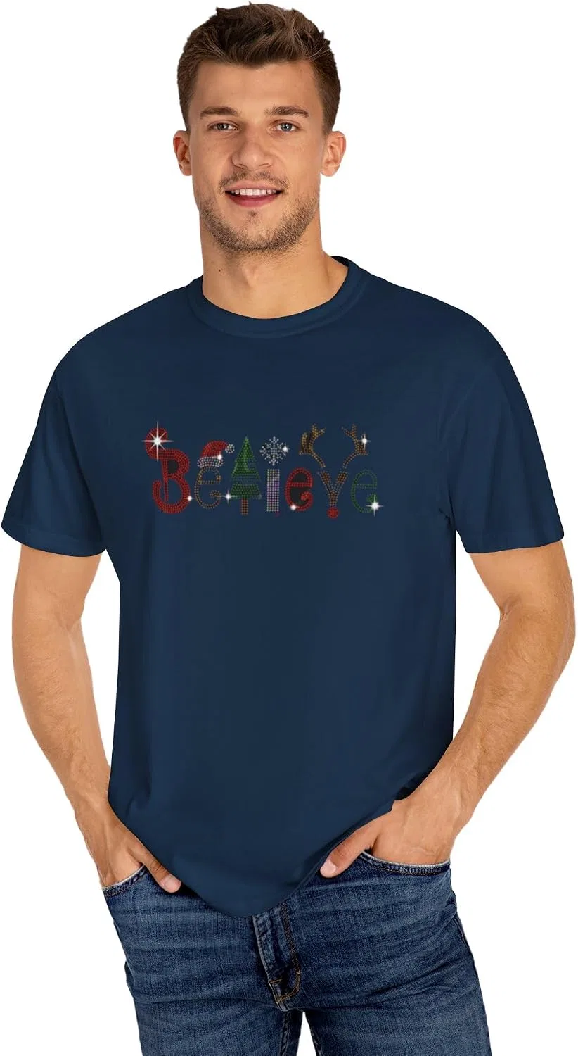 Женская футболка с блестками Comfort Colors 1717, True Navy