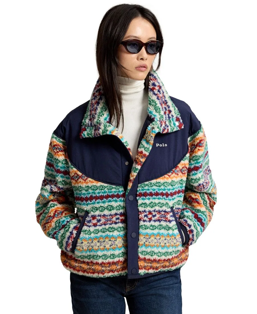 Женская куртка Fair Isle с воротником-стойкой Polo Ralph Lauren, Blue Multi