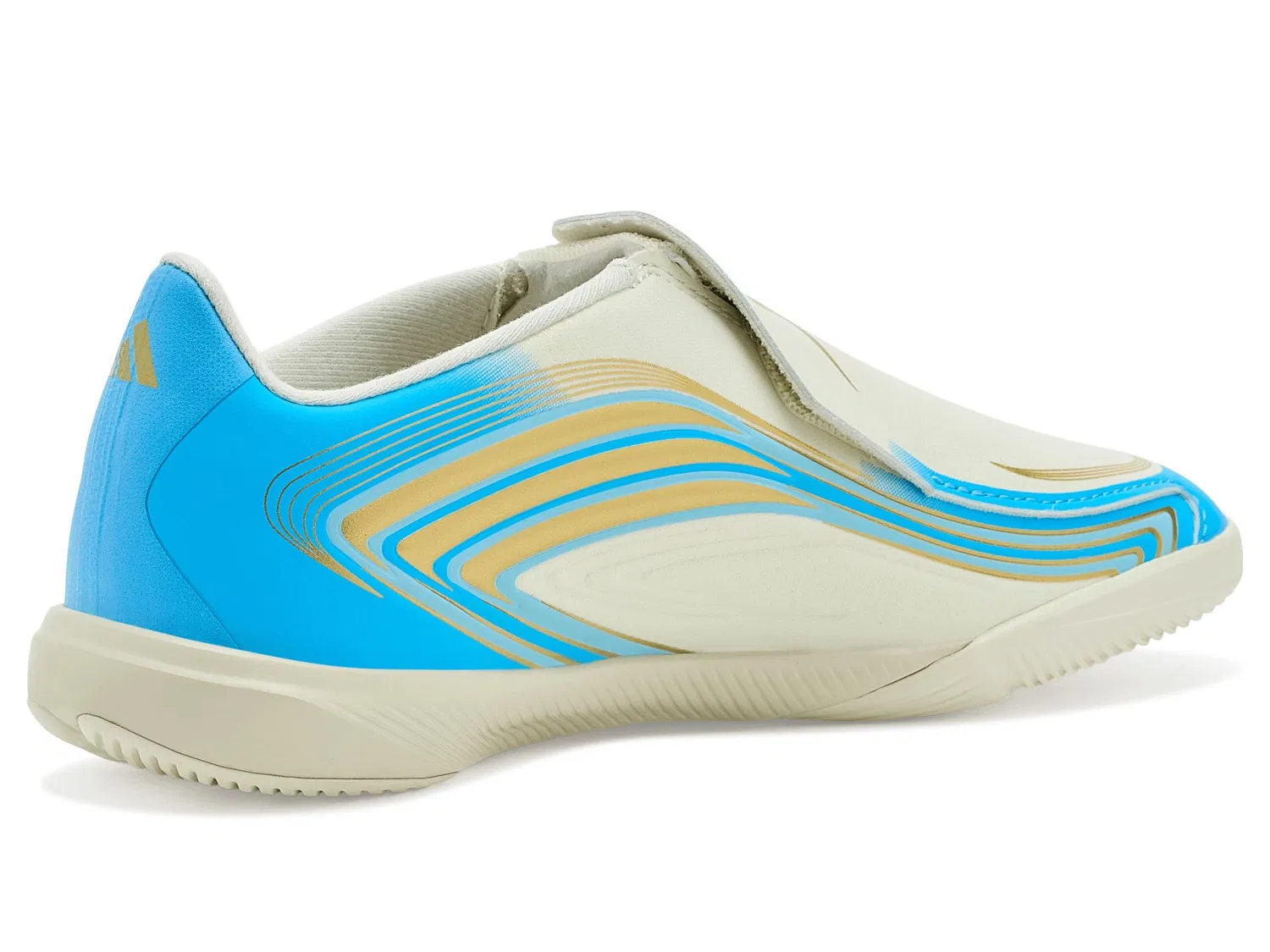 Бутсы F50 Messi League Laceless Indoor Football Key Item (для маленьких и больших детей) Adidas Kids, Ivory/Semi Blue Burst/Icey Blue — фото 4