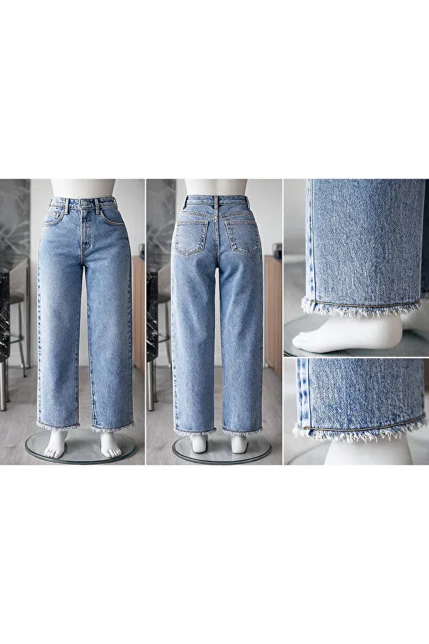 Детские джинсы для девочек свободного кроя с кисточками Endici, Light Blue