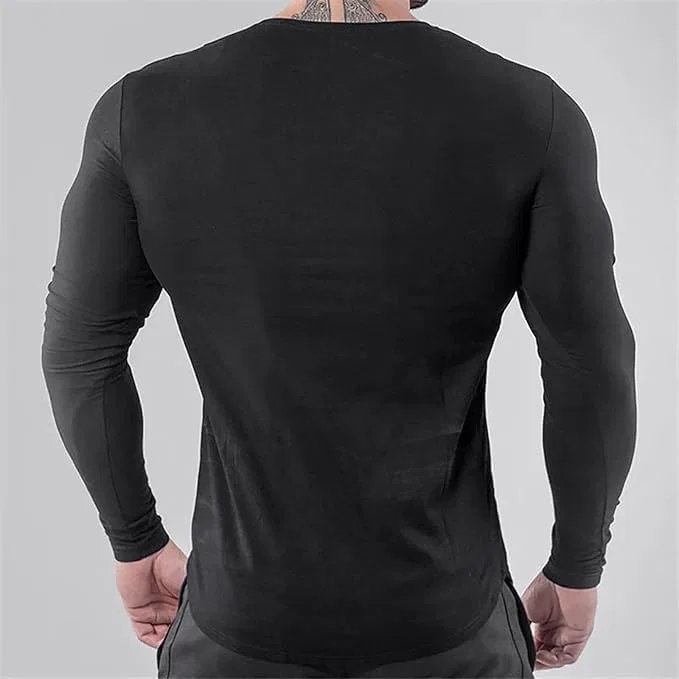 Мужская облегающая футболка для тренировок Long Sleeve, Black — фото 4