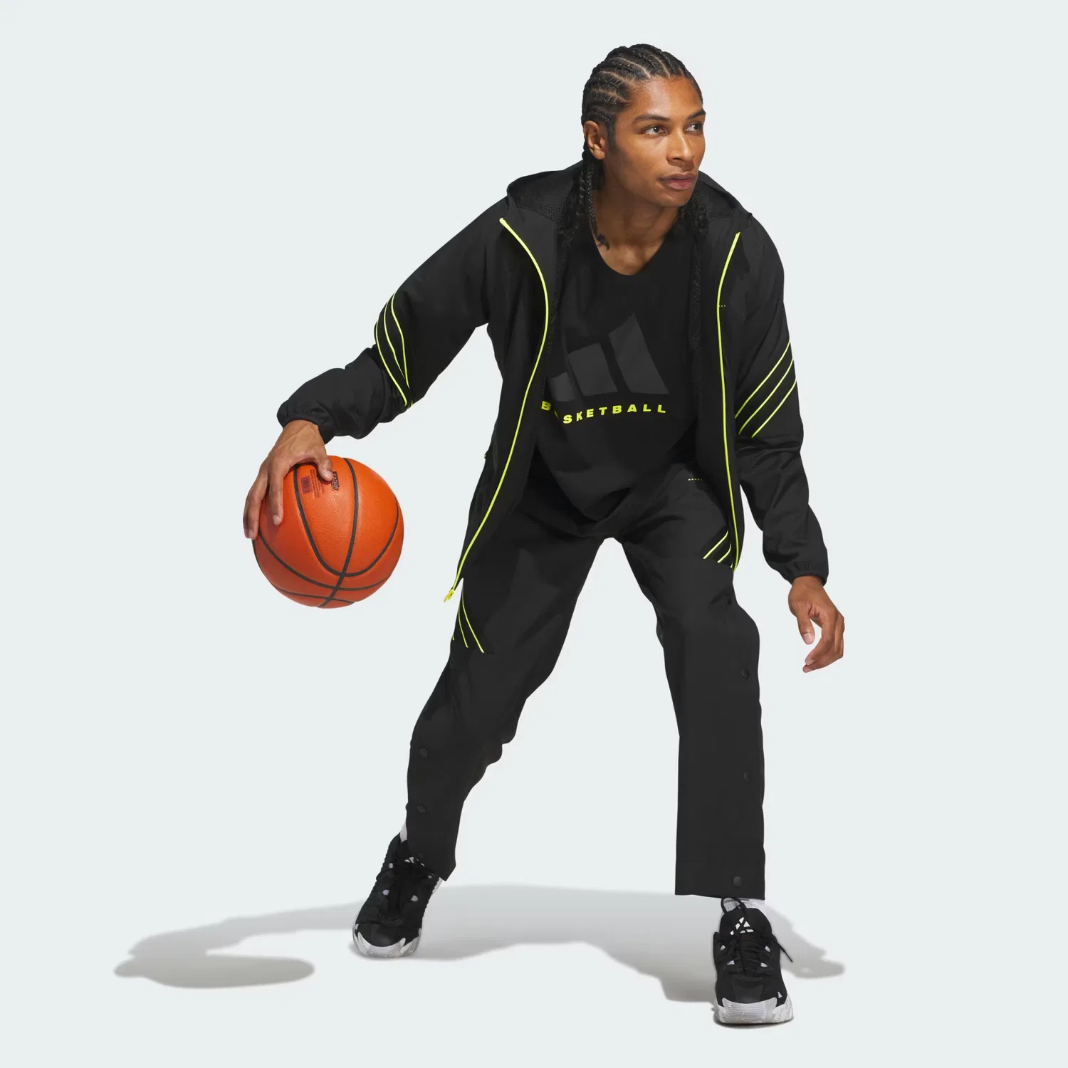 Мужские баскетбольные штаны свободного кроя Crazy Lite Adidas Performance, черный/solar lemon — фото 3