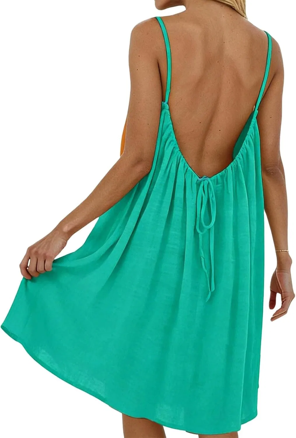 Женское летнее платье на бретелях с открытой спиной Mint Green — фото 4