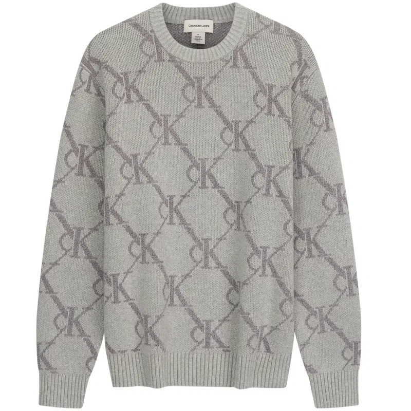 Трикотажный джемпер с круглым вырезом Calvin Klein, Coconut Gray