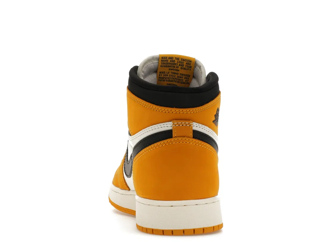 Детские кроссовки для мальчиков кожаные Jordan 1 Retro High OG, Yellow Ochre/Black/Sail — фото 4