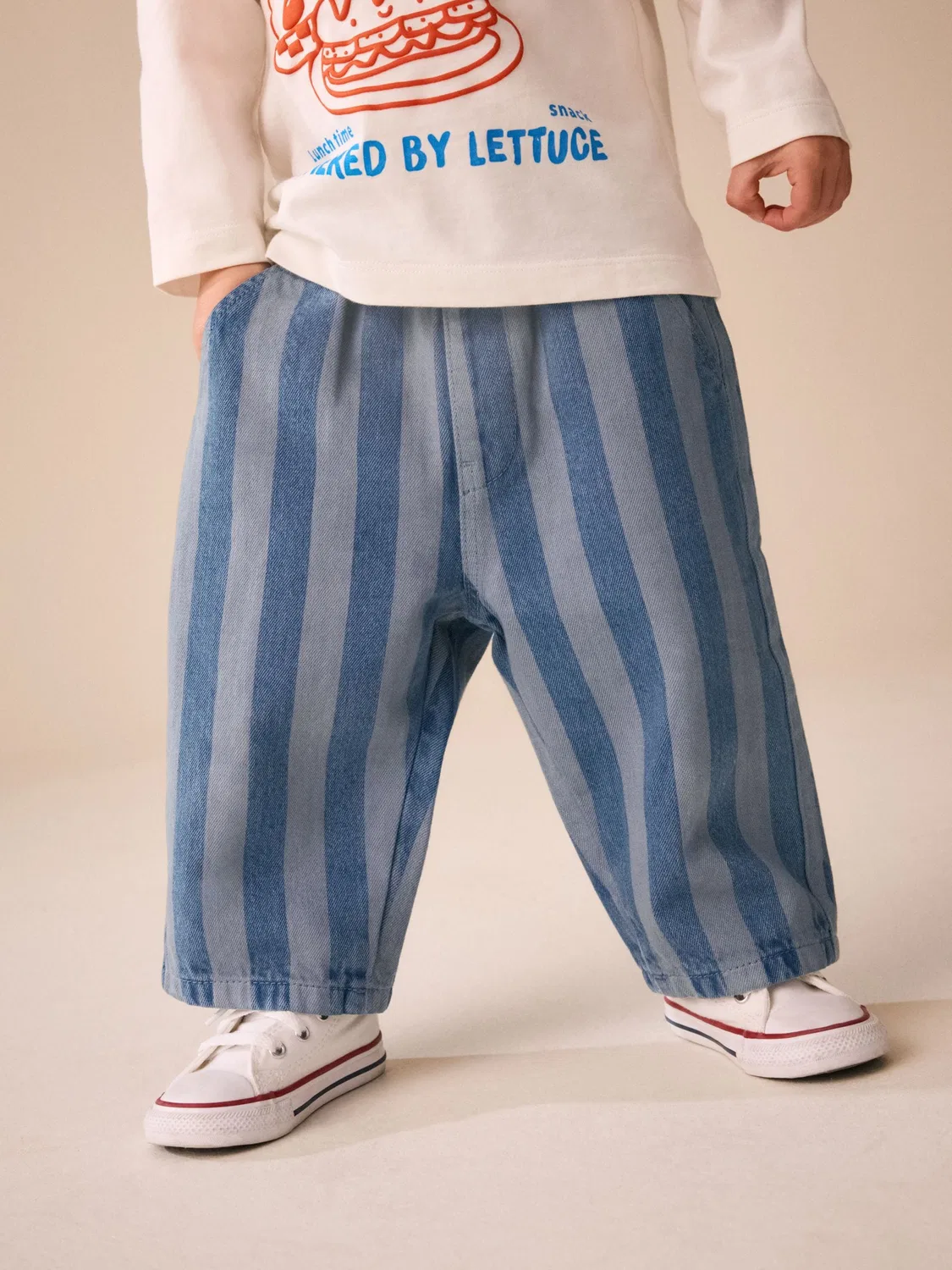 Штаны широкие на резинке, Blue Stripe Next, голубой в полоску