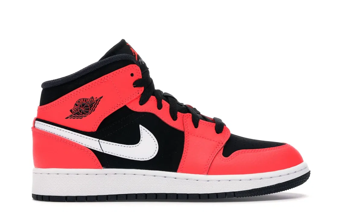 Детские кроссовки для мальчиков с ярким цветом Jordan 1 Mid Jordan, Black/White-Infrared 23