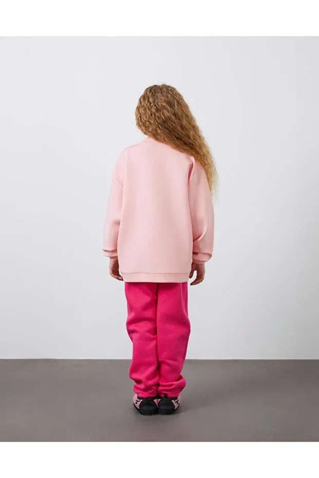 Детское худи для девочек оверсайз с вышивкой Manimani, Pink — фото 3