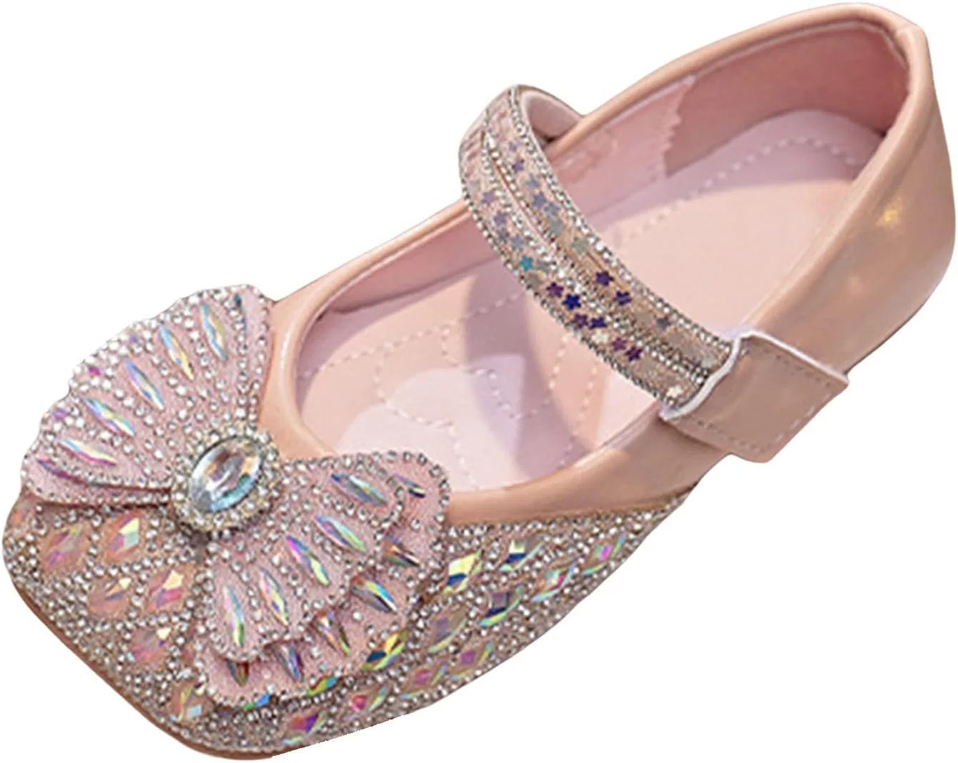 Детские туфли Мэри Джейн с бантом для девочек Flower Girl Glitter Dress Shoes Princess Mary Jane Flats, Red