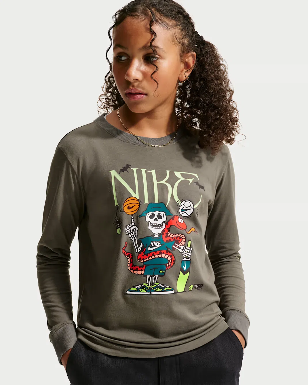 Детская футболка с длинными рукавами для подростков Nike Sportswear, Cave Stone