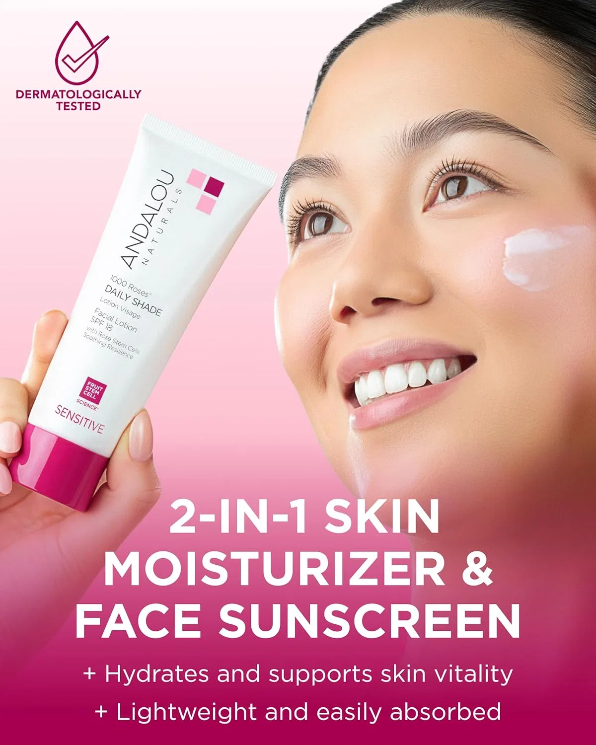 Лосьон для лица Andalou Naturals 1000 Roses Daily Shade SPF 18, 100 г — фото 2