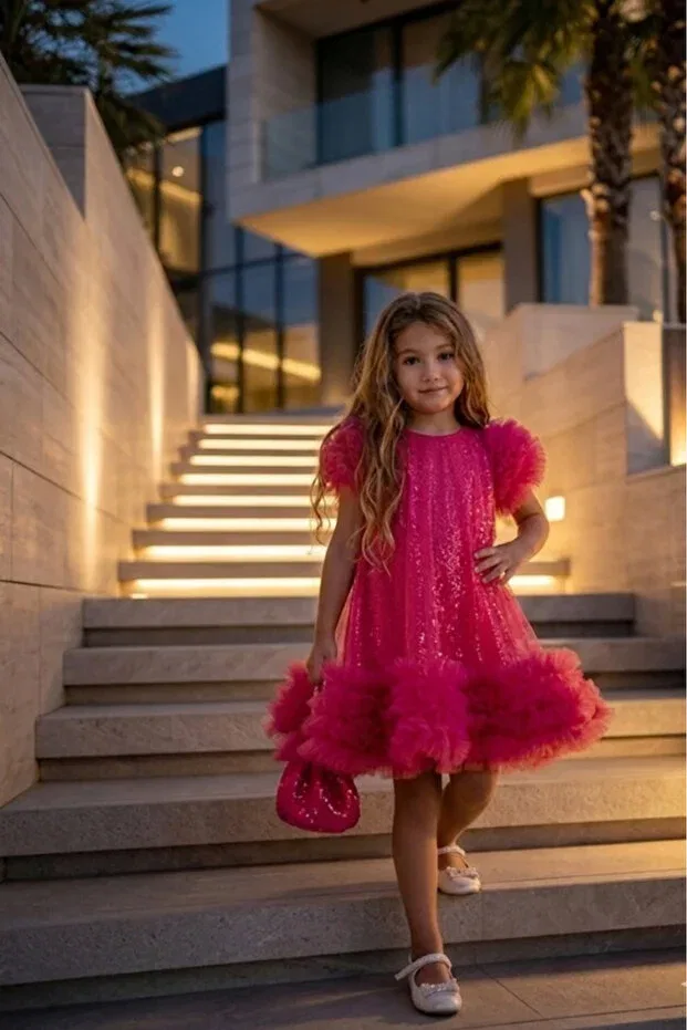 Детское вечернее платье для девочек расшитое пайетками Eray Kids, Pink — фото 2
