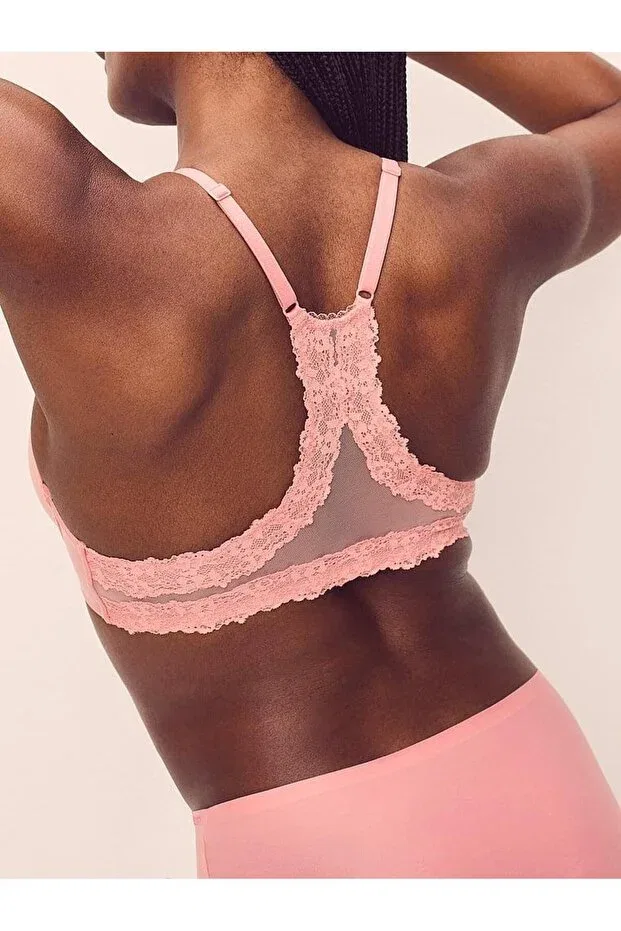 Женский бюстгальтер с кружевом Lightly Padded Supportive Lace Gathering Bra Victoria'S Secret, Cloud Pink — фото 4