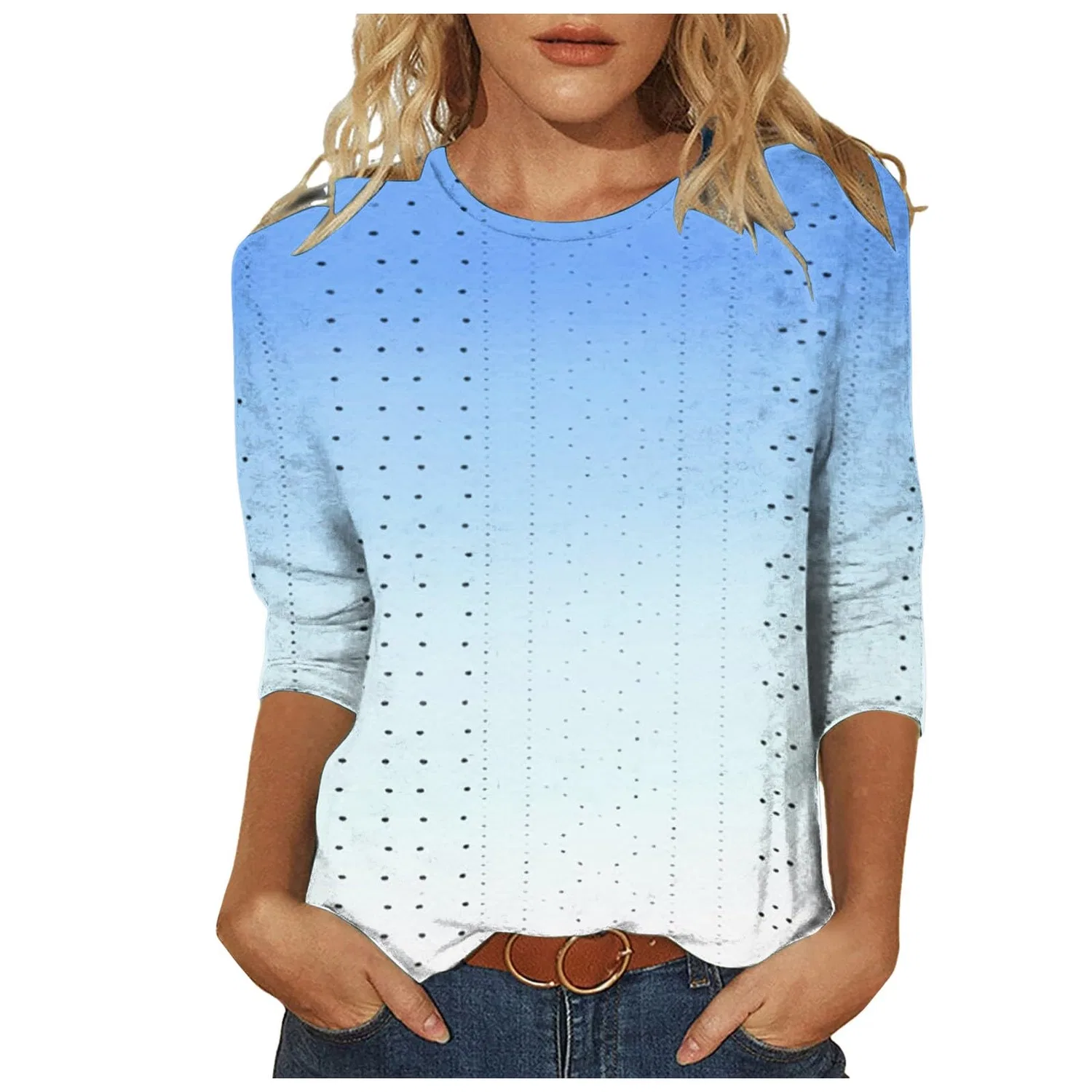 Женская футболка с принтом Nightgown Cotton Plush T-Shirts, 5-sky Blue