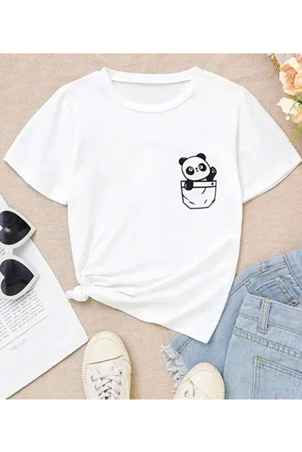 Детская футболка для девочек с принтом Hand Shaking Panda Pelna, Smallceppanda