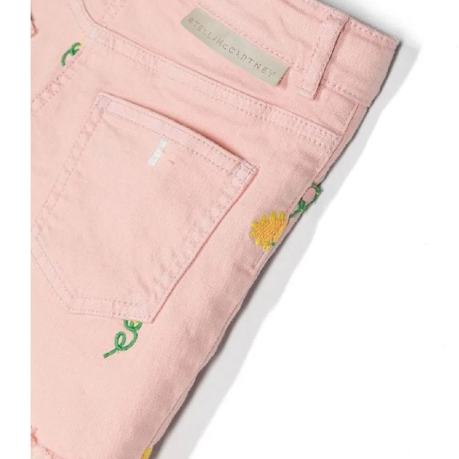 Шорты джинсовые с цветочной вышивкой Stella McCartney, Blue Pink — фото 3