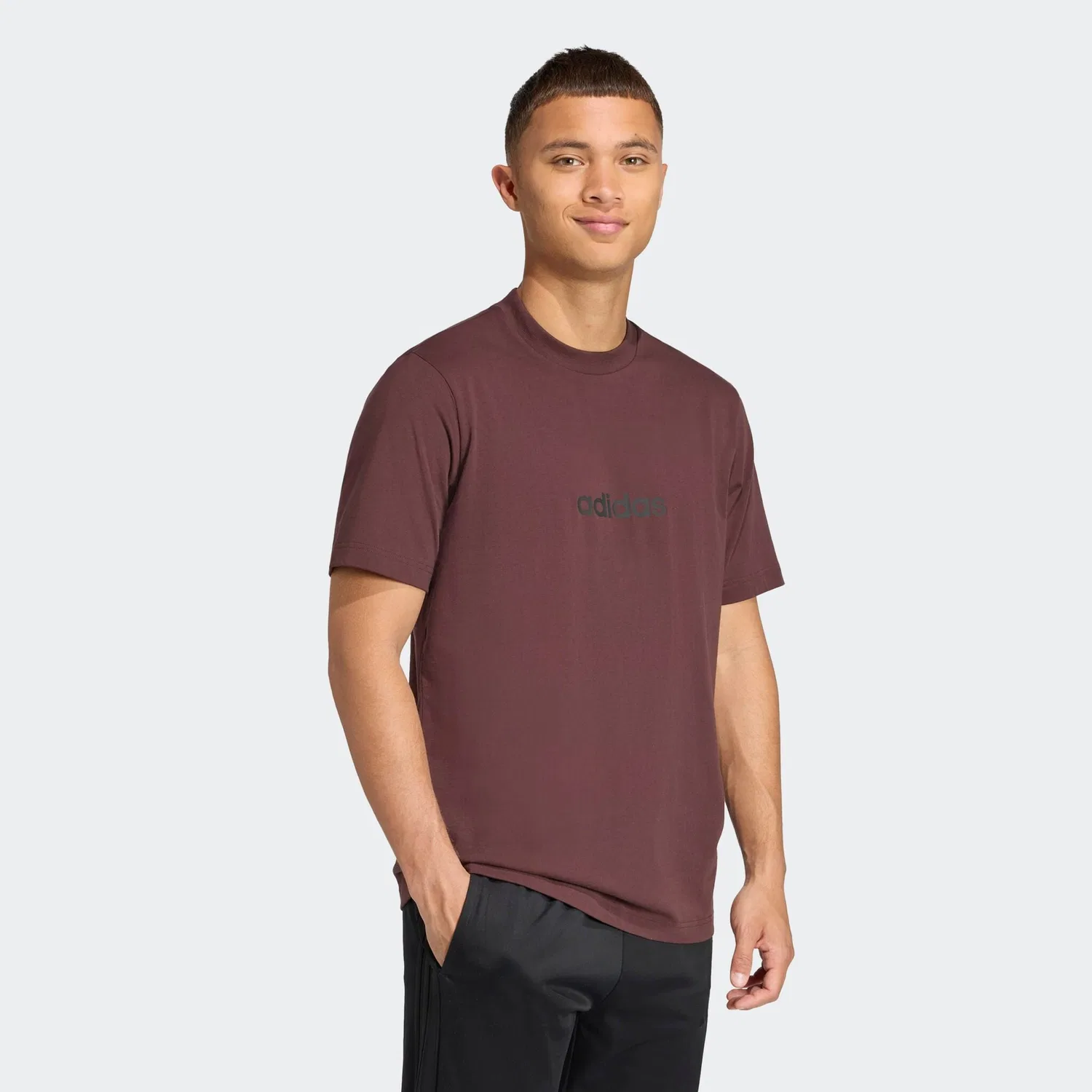 Детская футболка с круглым вырезом и спущенным плечом Adidas Sportswear, Shadow Brown/Black — фото 2