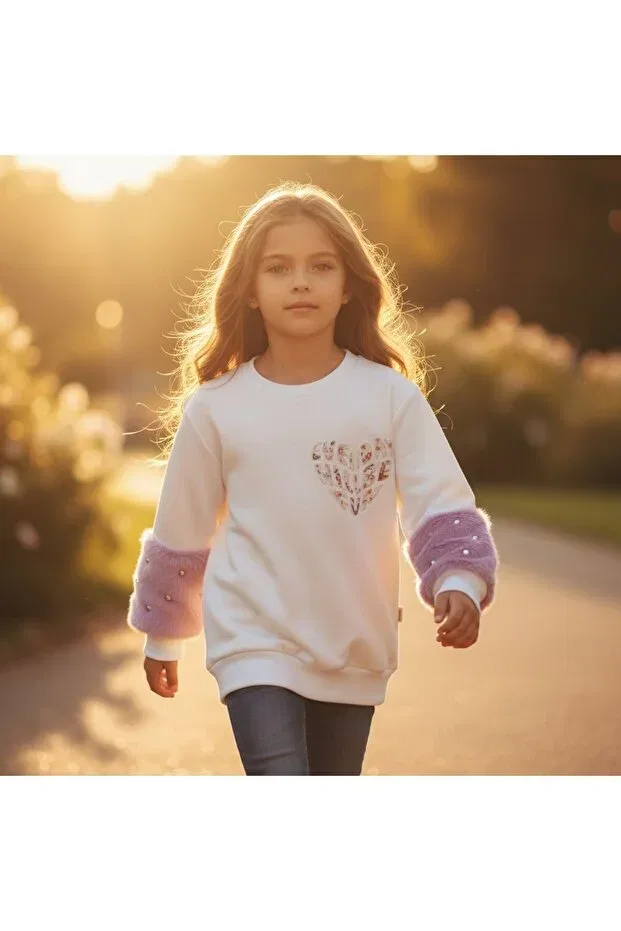 Детские свитшот для девочек с принтом Fesshera Kids, White — фото 4
