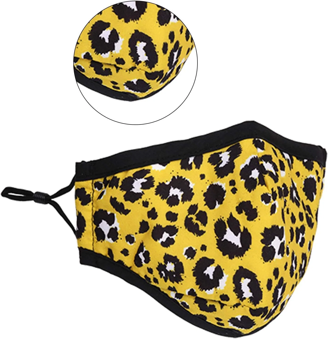 Многоразовая тканевая маска, 3 слоя, хлопок, Trimming Shop, 4 шт, Light Yellow Leopard Print — фото 4