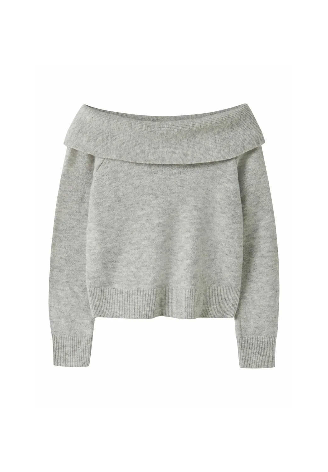 Вязаный пуловер с открытыми плечами - джемпер Lmtd, Light Grey Melange1
