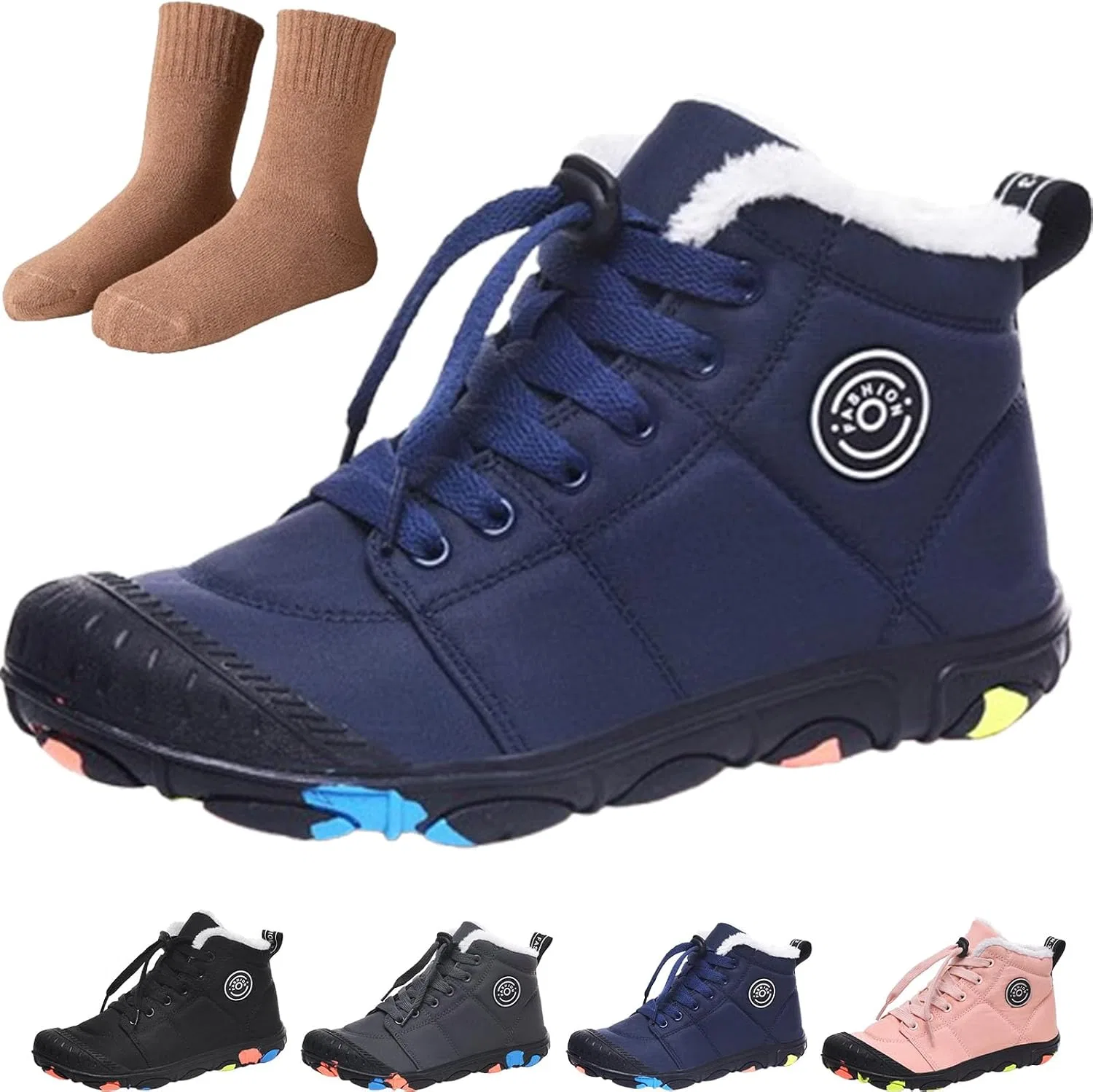 Детские зимние ботинки для девочек водонепроницаемые с принтом Hike Kids Winter Footwear Barefoot Snow Boots, Blue