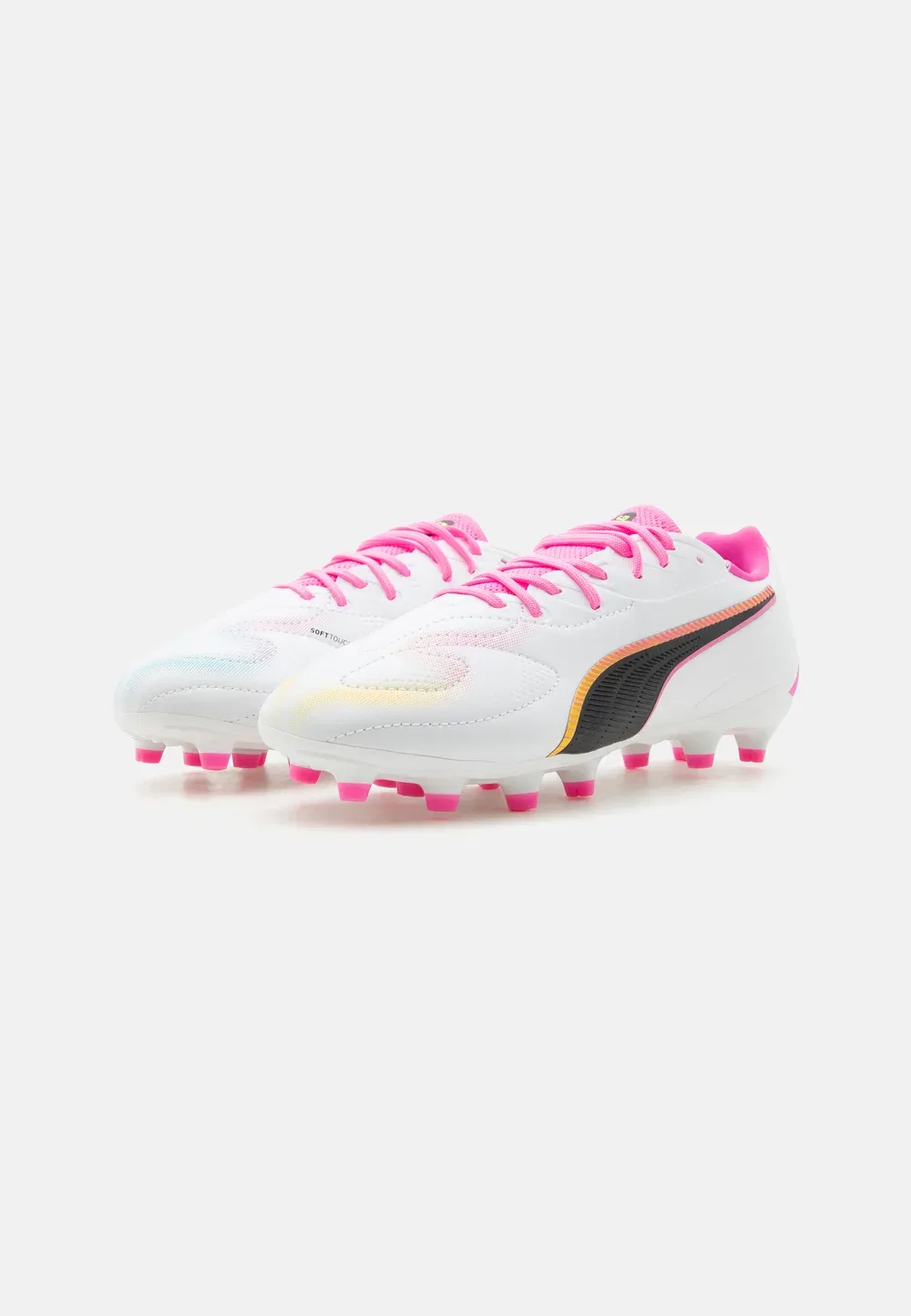 Футбольные бутсы King 20 match fg/ag jr unisex для искусственных газонов Puma, White/Poison Pink/Bright Aqua — фото 2