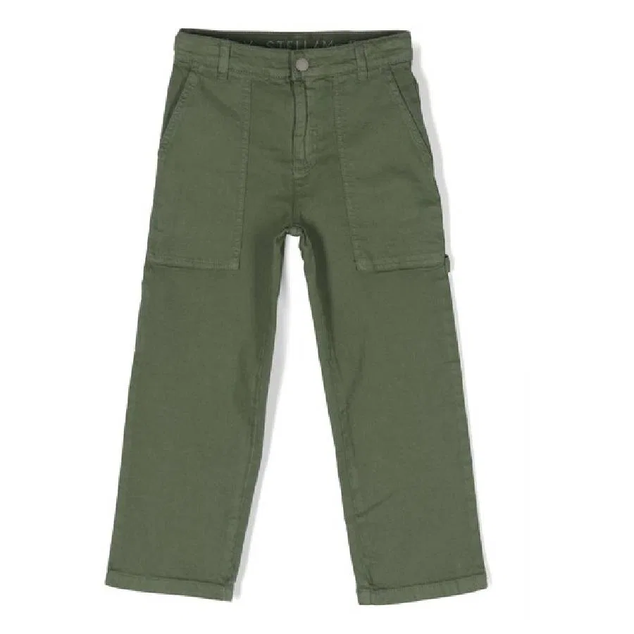 Брюки прямого кроя с моделью Girls Straight-Fit Khaki Jeans Stella McCartney, Beige Green
