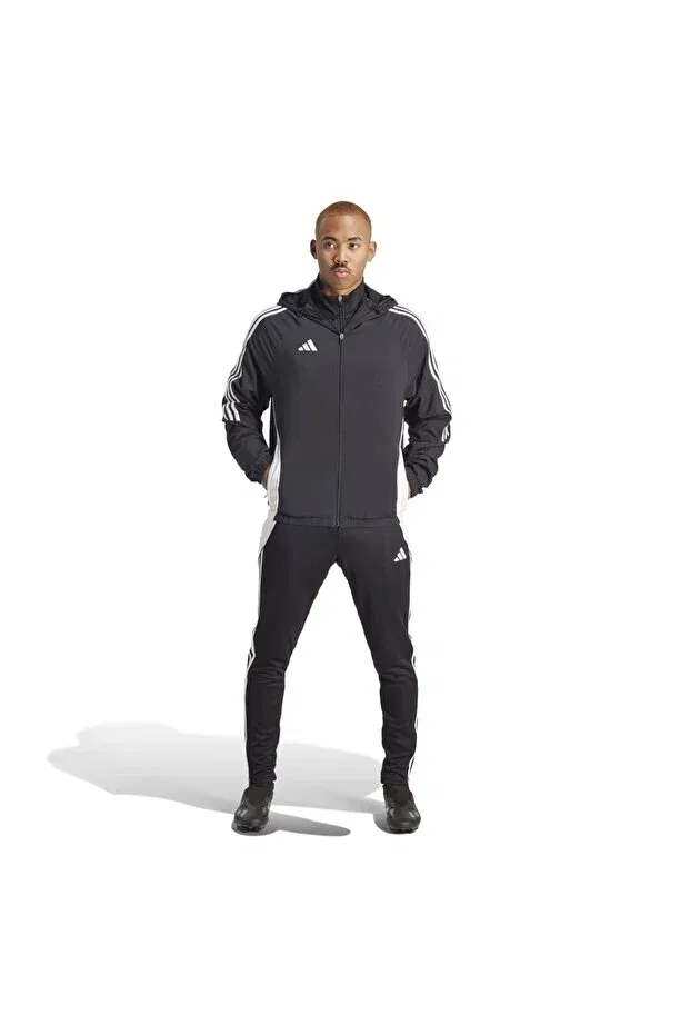 Мужская куртка с капюшоном из полиэстера Tiro 24 Adidas, Black — фото 2