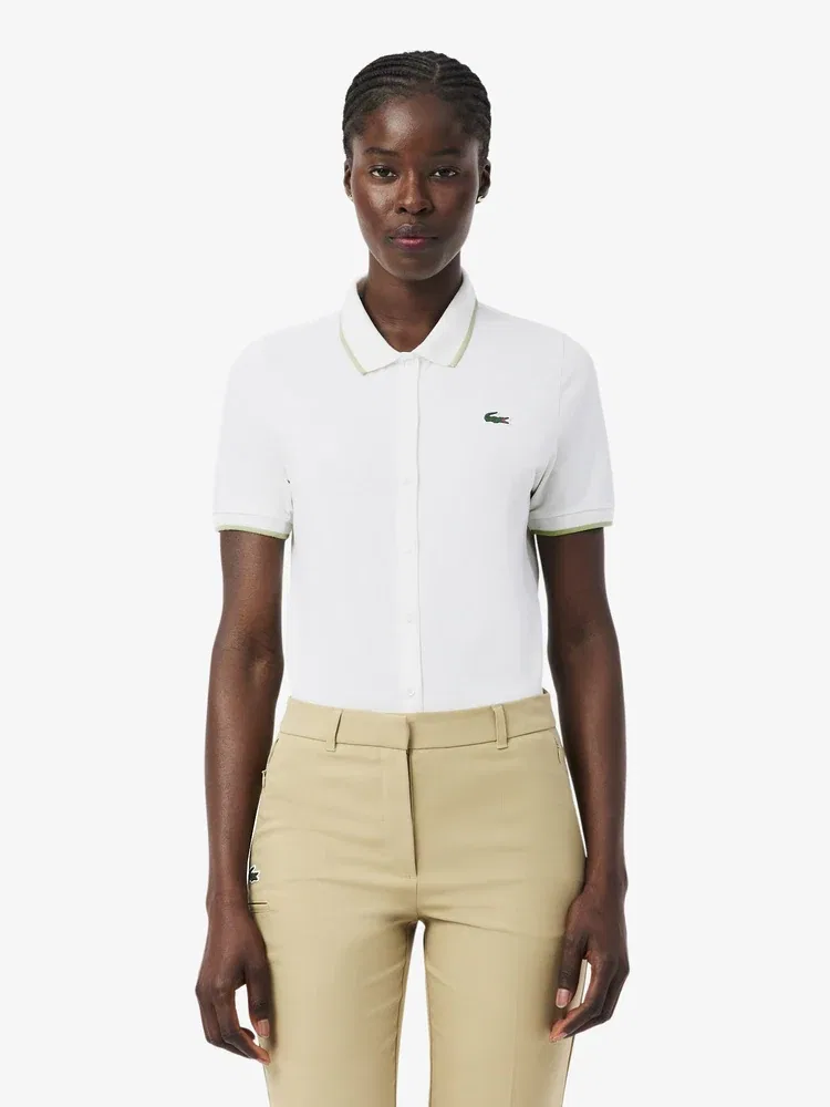 Футболка поло LACOSTE White, женская, для гольфа и повседневной носки