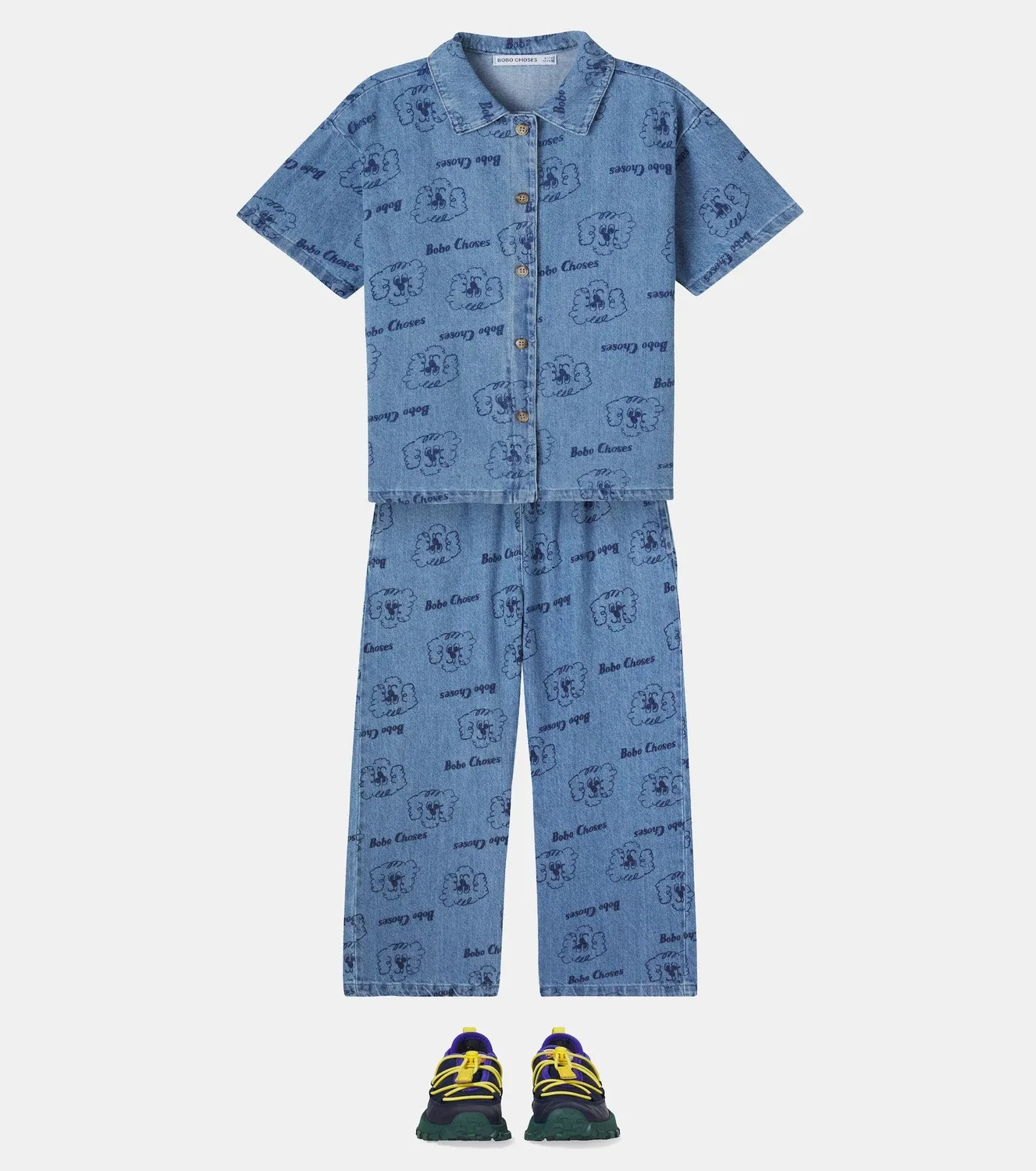 Рубашка джинсовая с собакой Пикль Bobo Choses, синий — фото 2