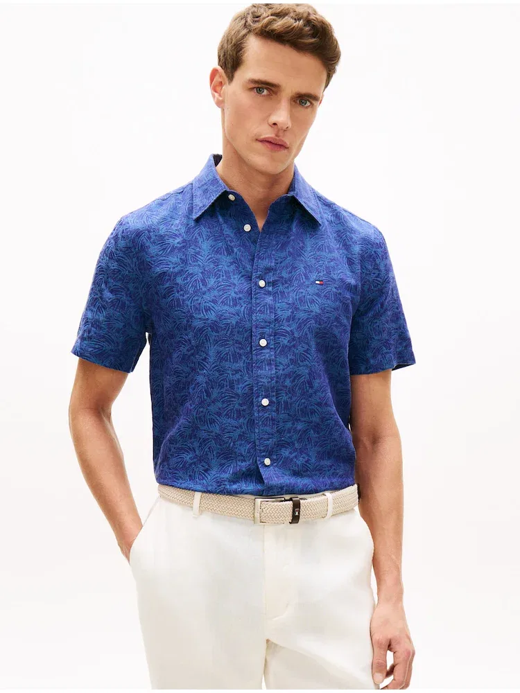 Рубашка с коротким рукавом Regular Fit, джаккард TOMMY HILFIGER, Navy
