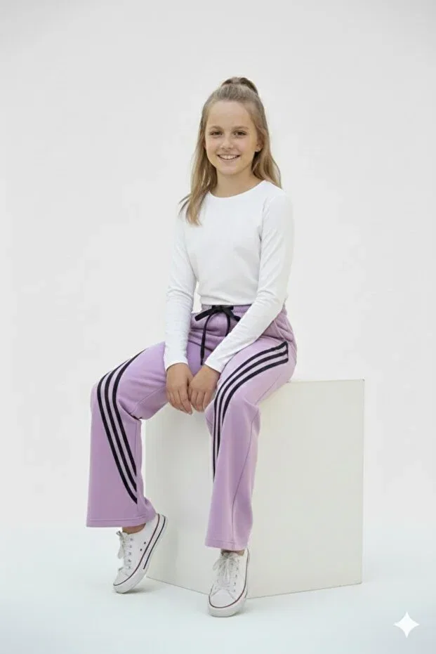 Детские спортивные штаны для девочек на флисе с утеплением Asyakids Club, Lilac — фото 3