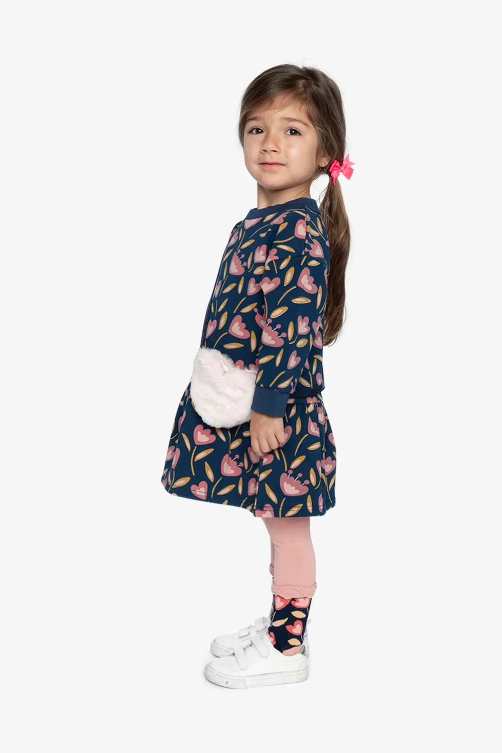 Детское платье из футера с длинным рукавом Blue Tulip Print Deux par Deux, Blue Tulip Print — фото 3