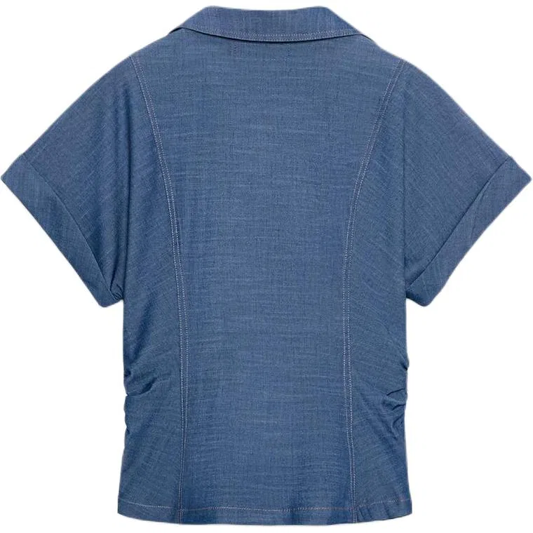 Женская рубашка с отложным воротником Blue ZARA, Blue — фото 3