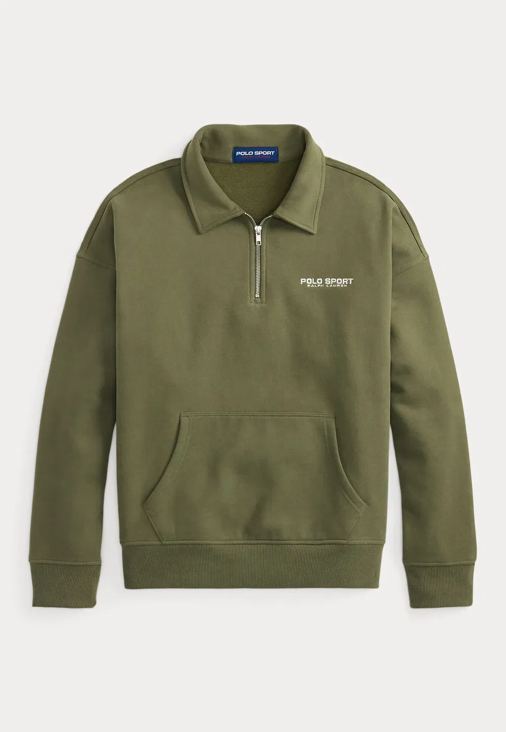 Свободная спортивная толстовка-поло унисекс - толстовка Polo Ralph Lauren, Cruise Olive — фото 4