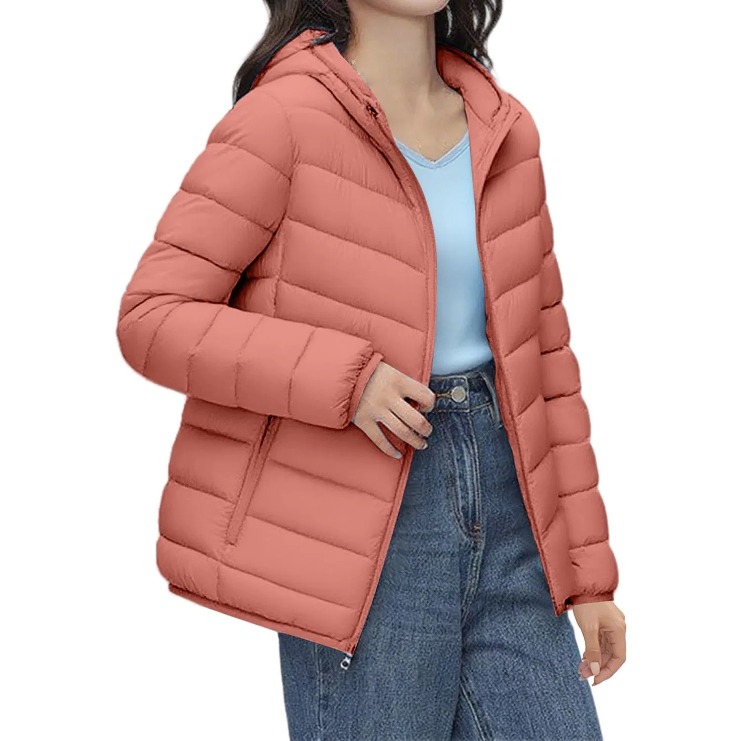 Женская куртка с капюшоном, утепленная, короткая, Colore: Rosa — фото 3