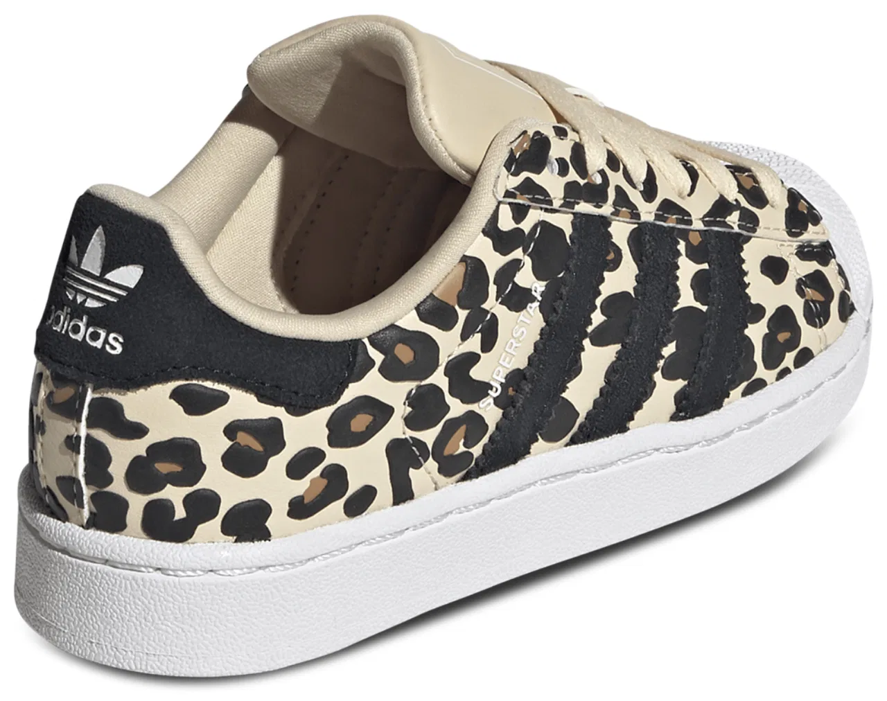Детские кроссовки для девочек с кожаным верхом adidas Originals Superstar, Tan/Multi — фото 3