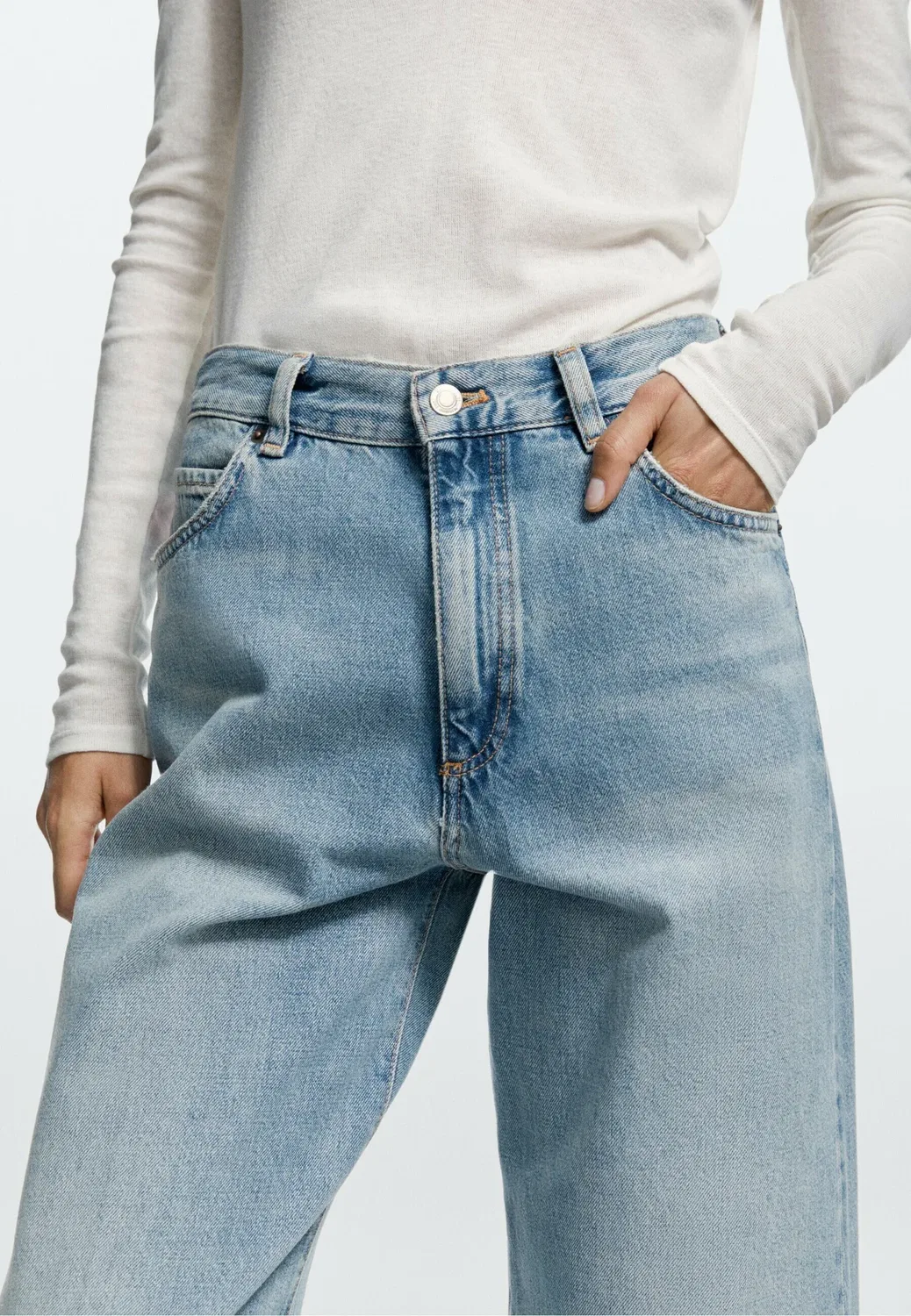 Широкие ноги Massimo Dutti, Light-Blue Denim — фото 4