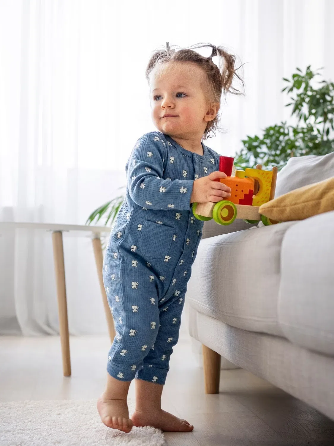 Комплект из риба с комбинезоном, шапочкой и слюнявчиком Babies Basic, синий — фото 2