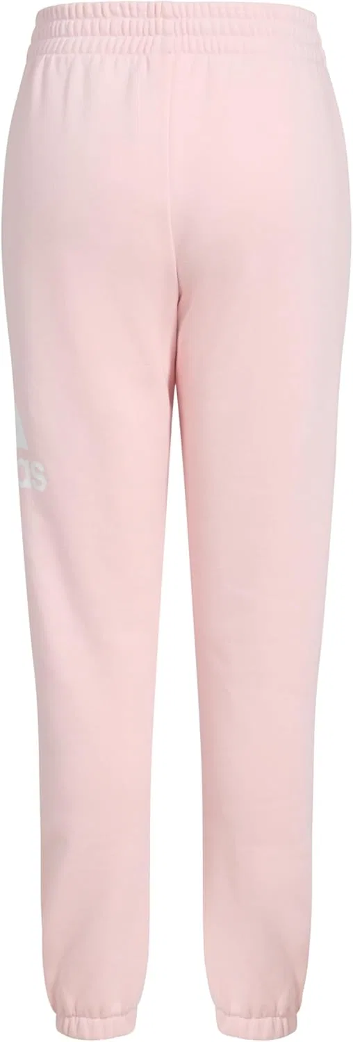 Детские хлопковые флисовые спортивные брюки Adidas, Sandy Pink — фото 3