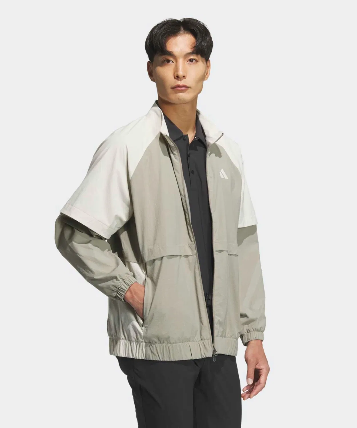 Мужская куртка свободного кроя с полной застежкой-молнией Track Full Zip Jacket Adidas, Beige — фото 3