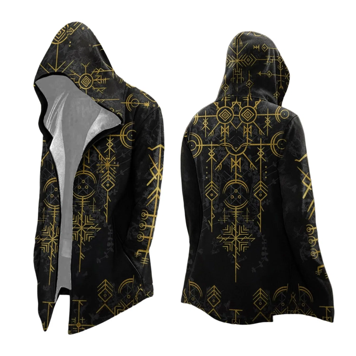 Мужское пальто с капюшоном и молнией Medieval Knit, Nero #17