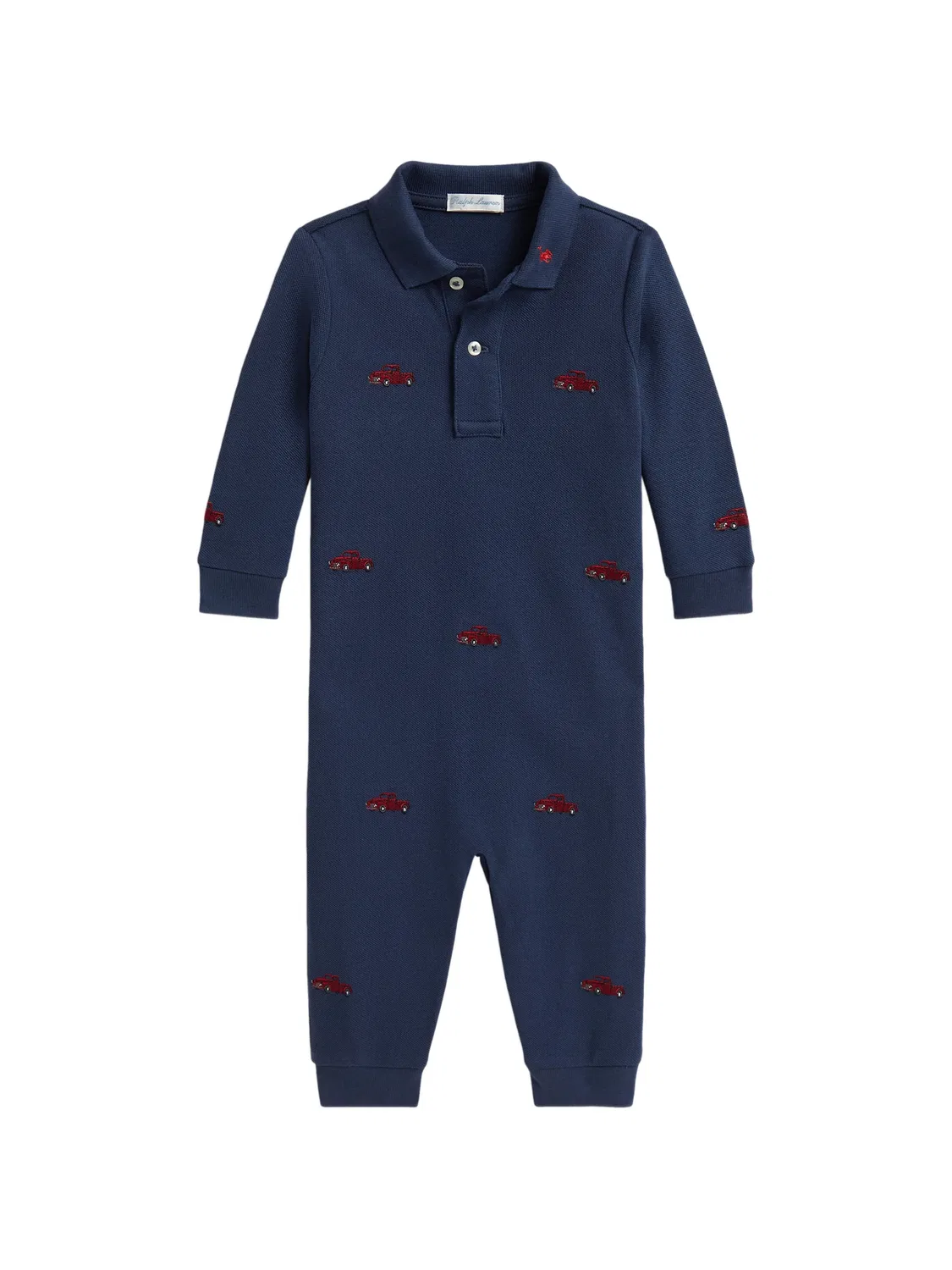 Хлопковый комбинезон-поло с вышивкой Polo Ralph Lauren, синий