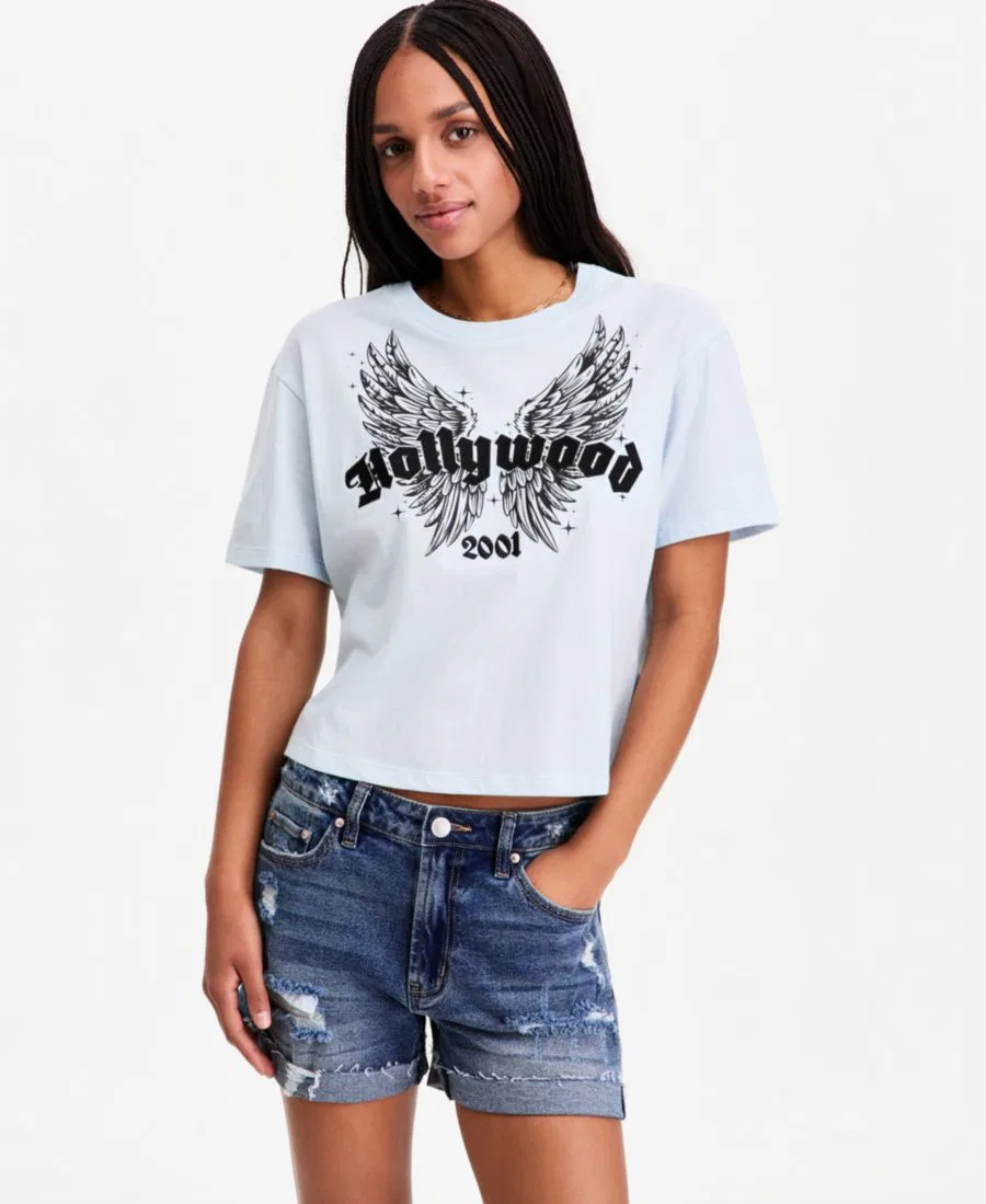 Футболка с принтом Hollywood Wings Rebellious One, Baby Blue