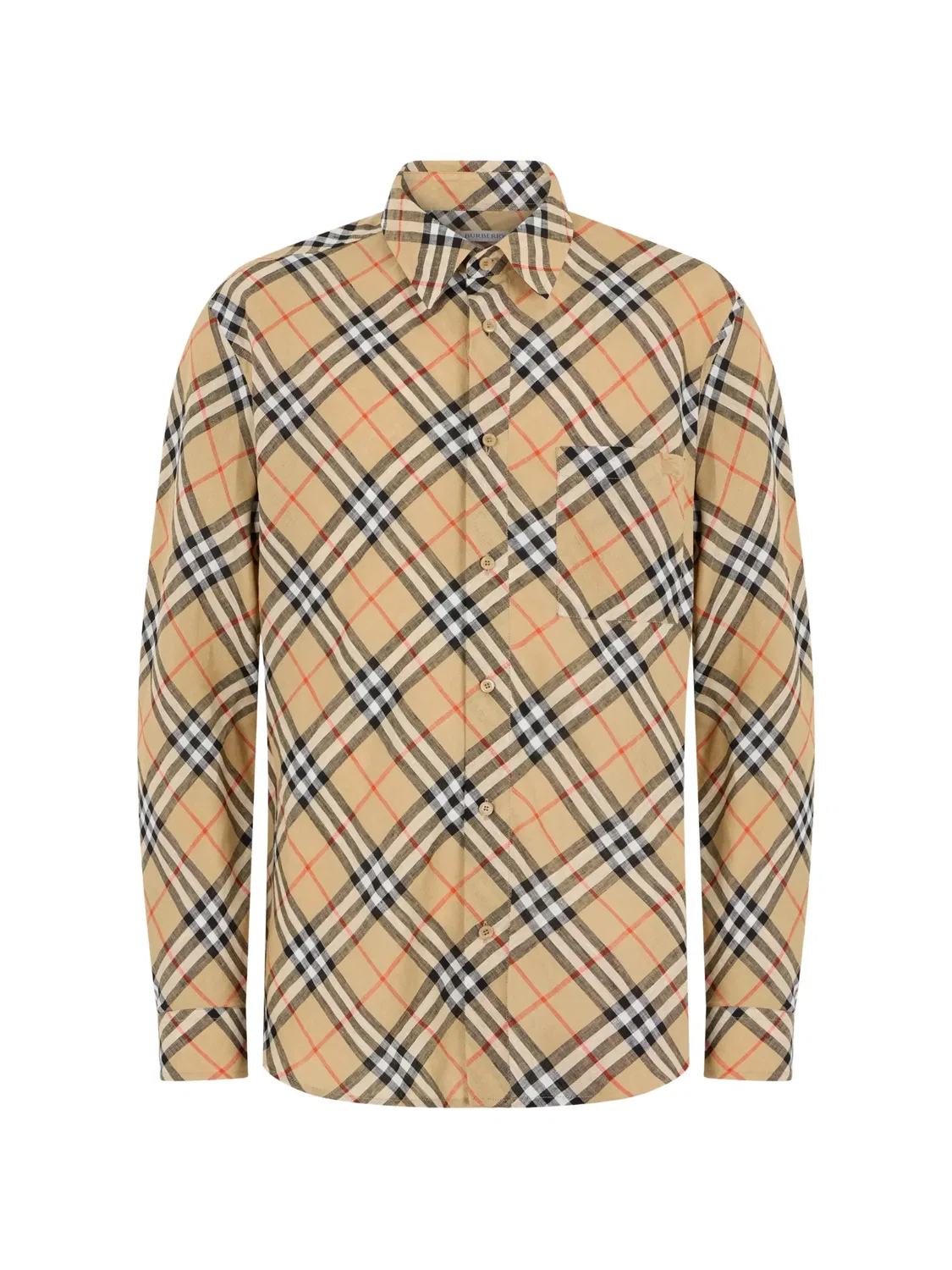 Льняная рубашка свободного кроя в нейтральных тонах Burberry, нейтральные