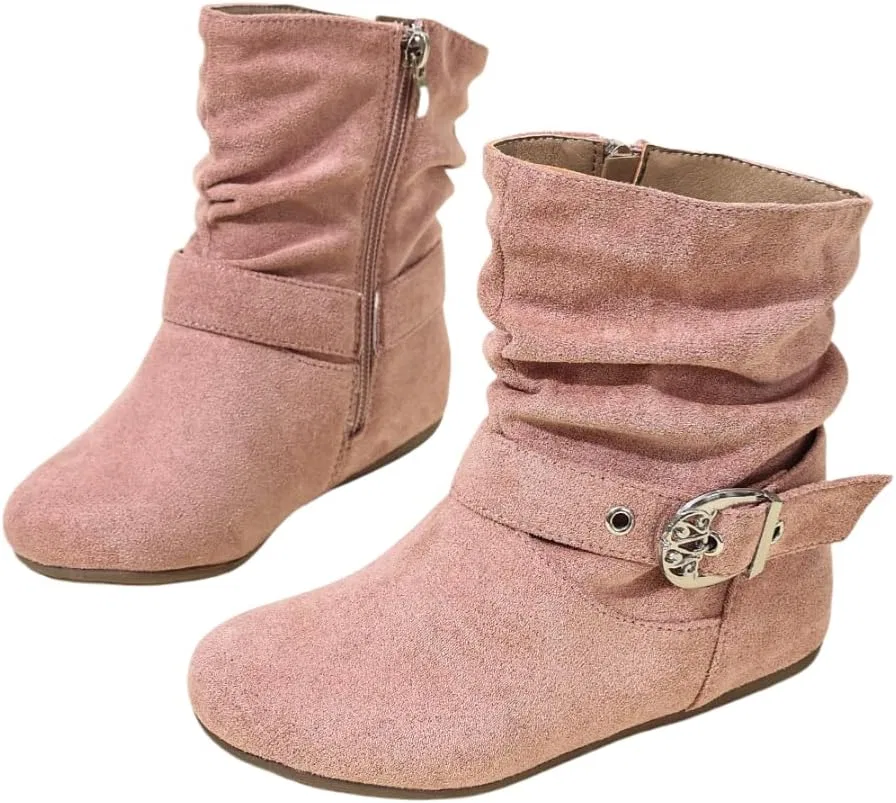 Детские сапоги для девочек с боковой молнией Auhoho, Pink